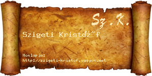 Szigeti Kristóf névjegykártya
